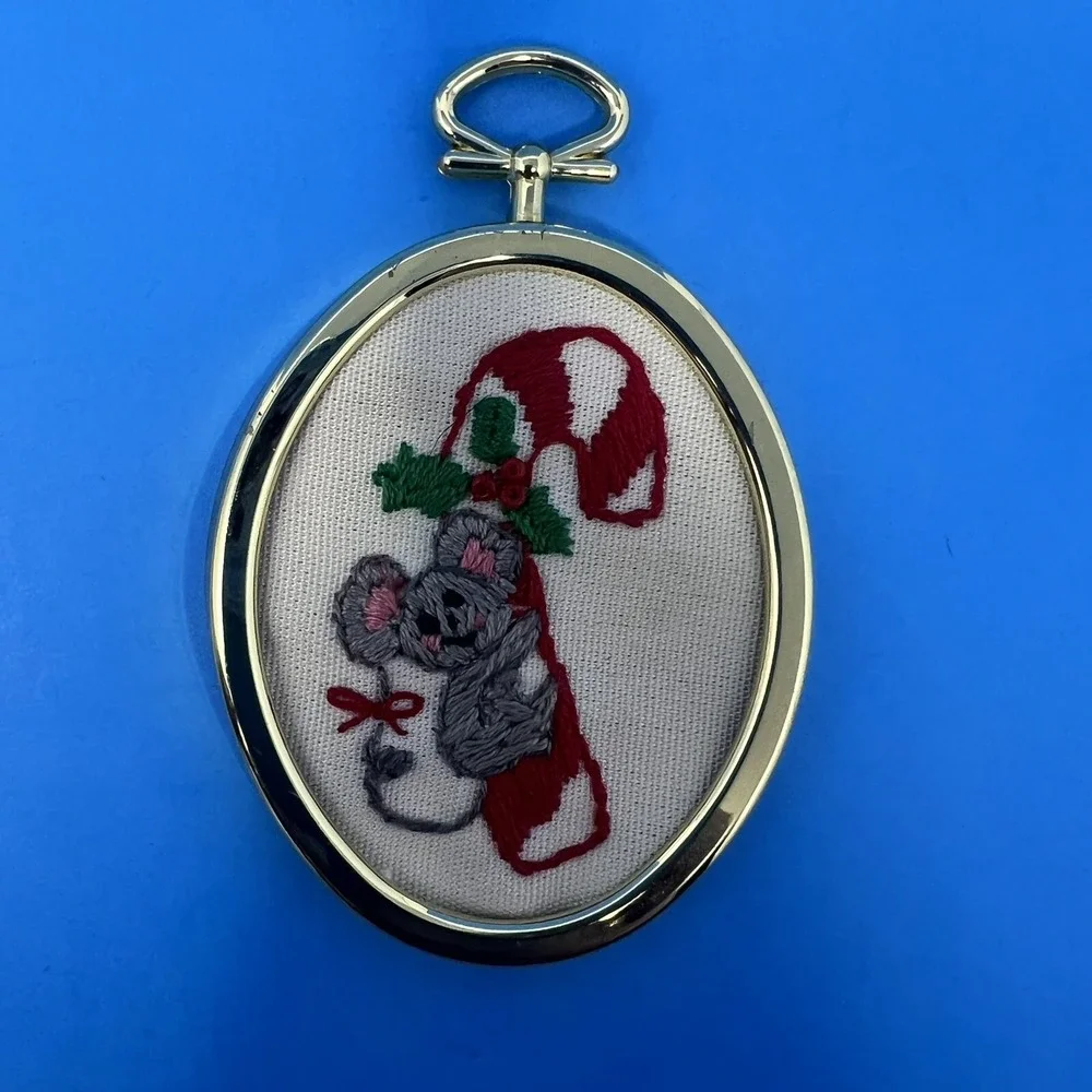 Vintage Christmas Mouse Mice Ceramic Ornaments Hand Painted Lot of 4 Collectible